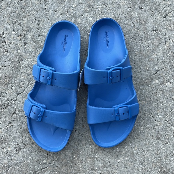 NWTGoodfellow & Co Mens Carson Two Band Slide Sandals Blue 13 - Picture 5 of 5